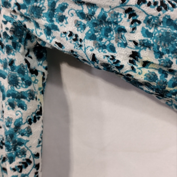 John Mark Embroidered Floral Tunic Top Women's L Blue Casual Cottagecore Peasant - Picture 10 of 12